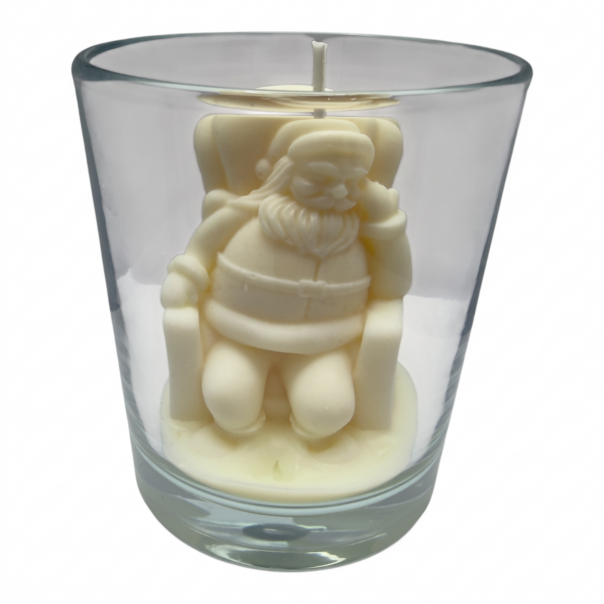 Juldoftljus av soja, jultomtefigur i glas, doften Christmas Home 165g