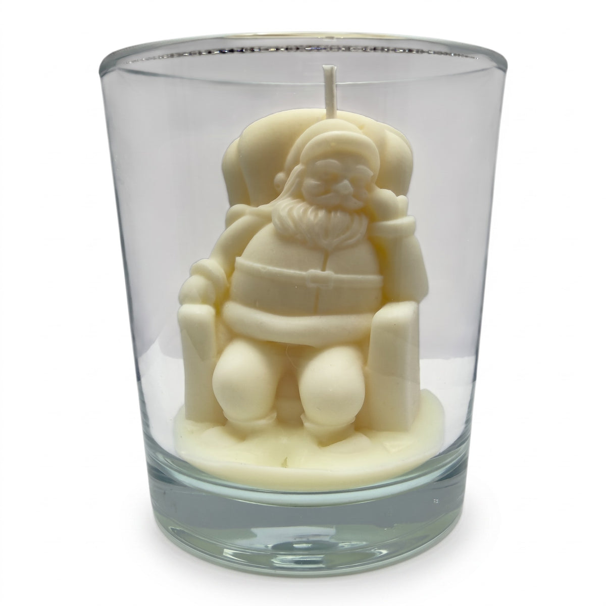 Juldoftljus av soja, jultomtefigur i glas, doften Christmas Home 165g