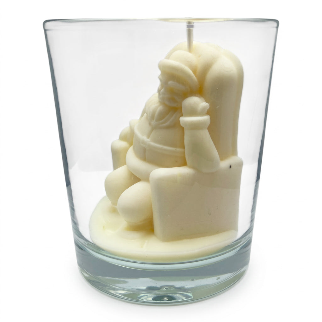 Juldoftljus av soja, jultomtefigur i glas, doften Christmas Home 165g