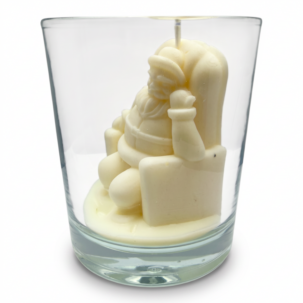 Juldoftljus av soja, jultomtefigur i glas, doften Christmas Home 165g