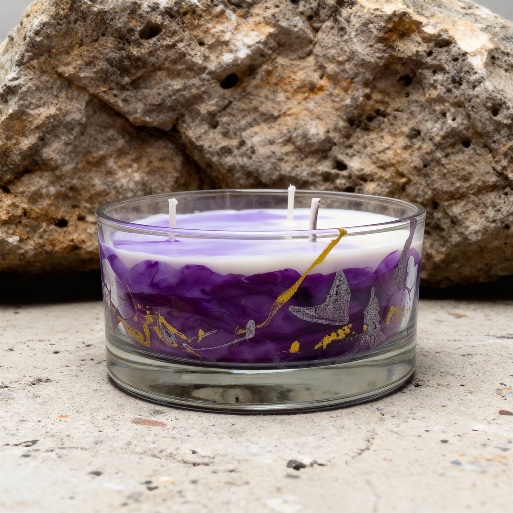 Marmorierte Sojawachs-Kerze Big City Life Warsaw Glas bemalt 200g