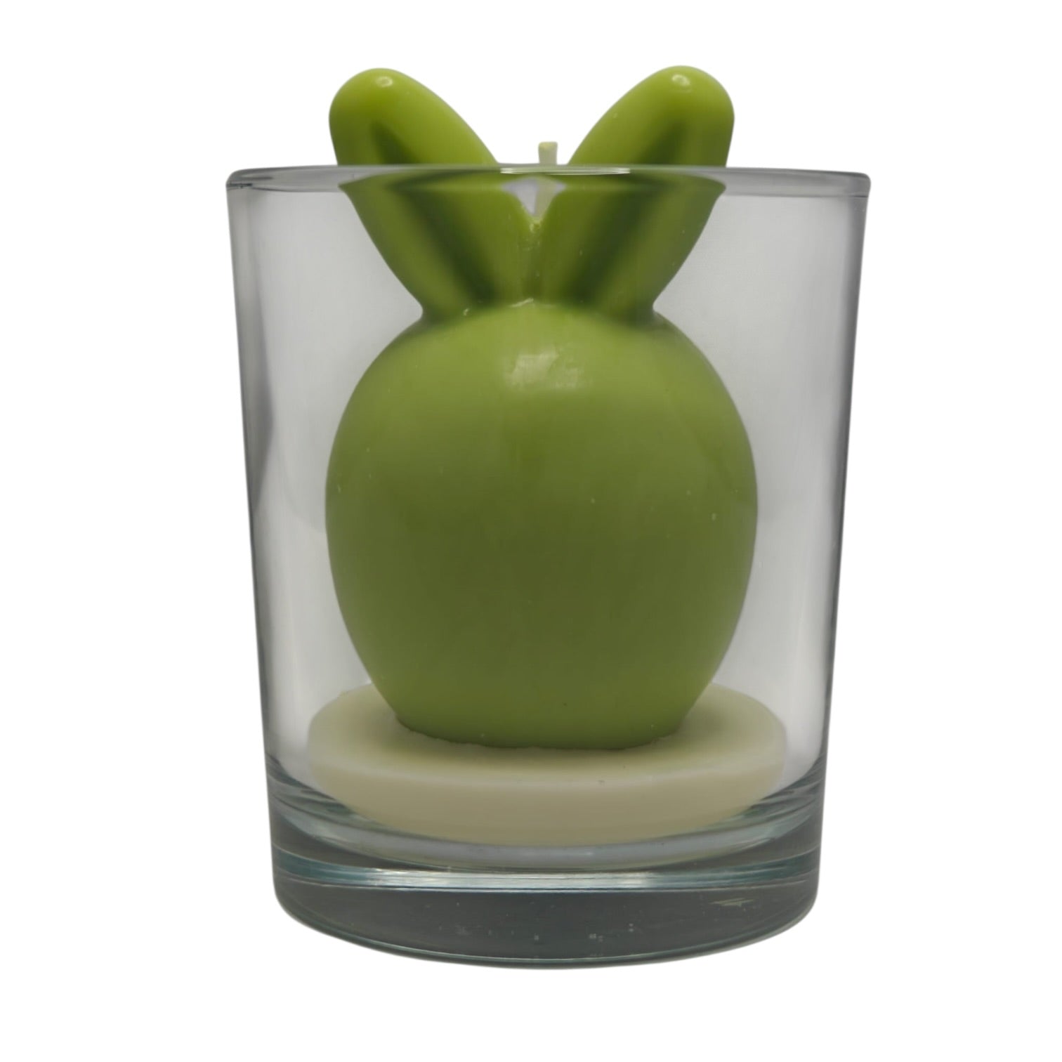 Lumânare decorativă de Paște din ceară de soia Ou iepure verde 220g Citrus Harmony în pahar