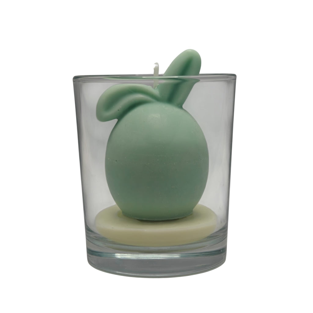 Soy Decorative Easter Candle Easter Egg Bunny with Floppy Ear Blue 220g Citrus Harmony in glass