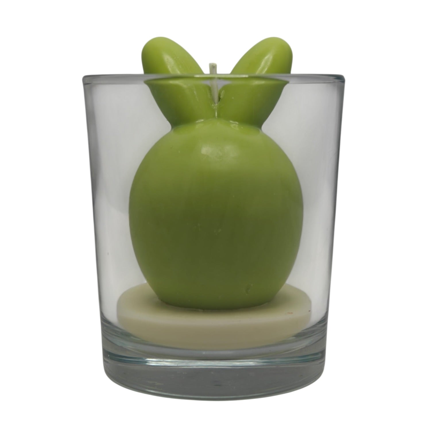 Lumânare decorativă de Paște din ceară de soia Ou iepure verde 220g Citrus Harmony în pahar