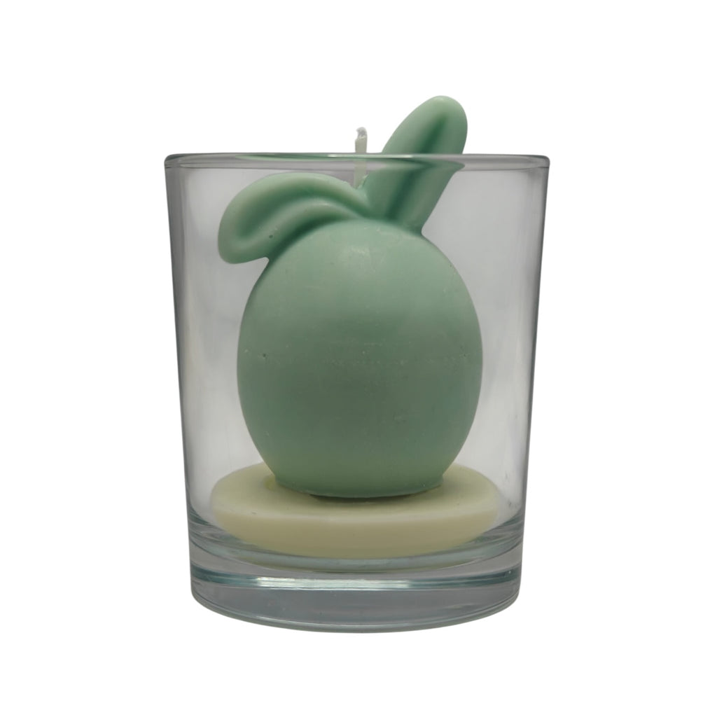 Soy Decorative Easter Candle Easter Egg Bunny with Floppy Ear Blue 220g Citrus Harmony in glass