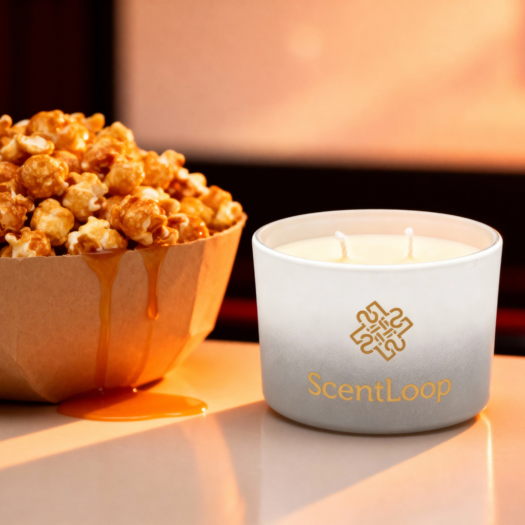 Sojakerze mit Popcorn- und Karamell-Duft, Duftkerze Caramel Popcorn Intense 100g