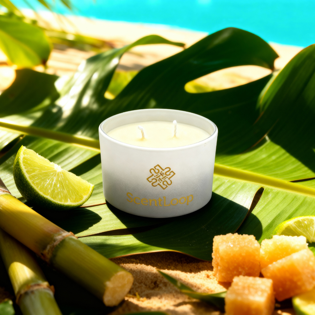 Tropická sojová svíčka inspirovaná parfémem Escada Pacific Paradise Dominicana Intense 100g