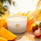 Lumânare fructată din soia Mandarină, Liczi și Oase Tropicale Juicy State Intense 100g