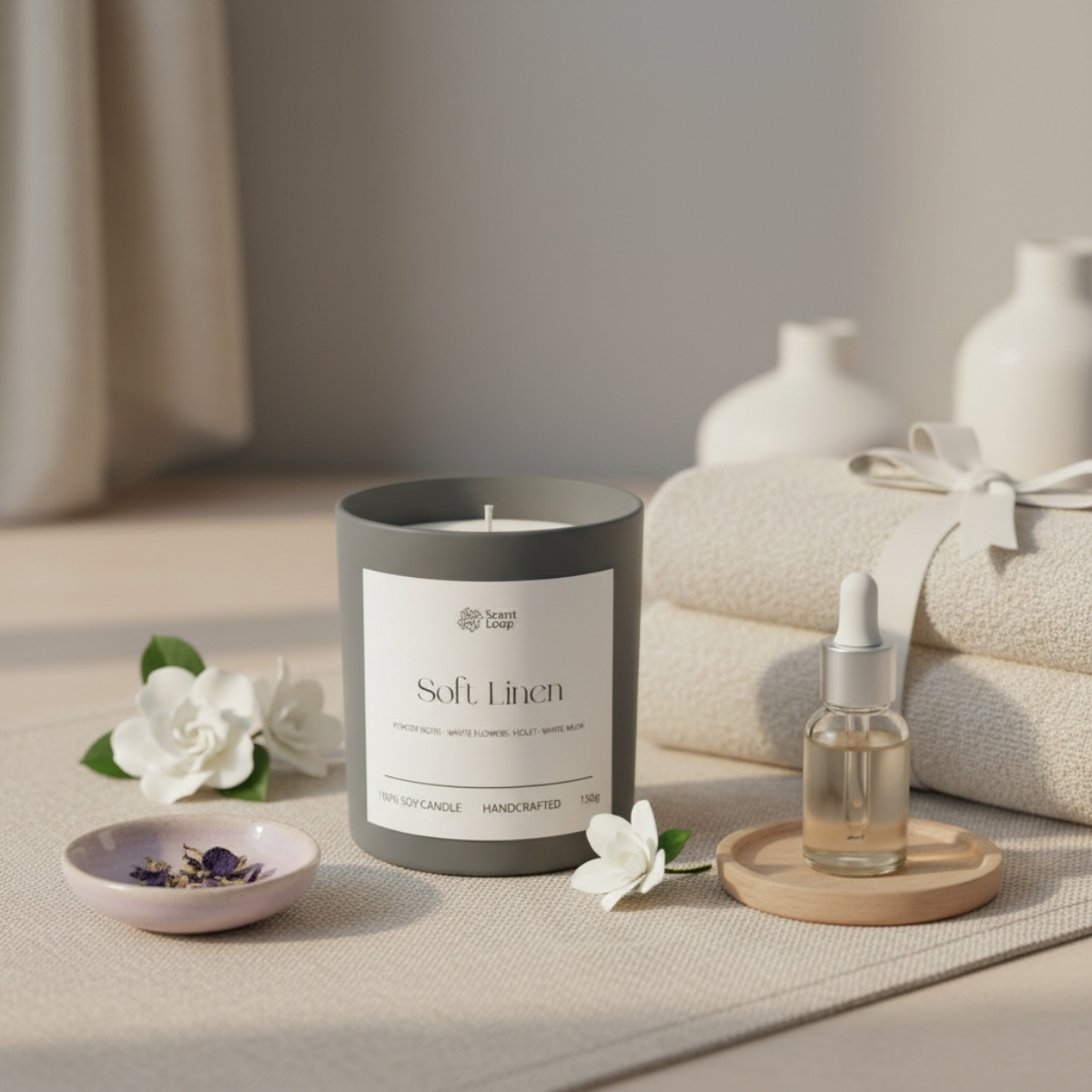 Świeca sojowa zapachowa Soft Linen Regular 150g