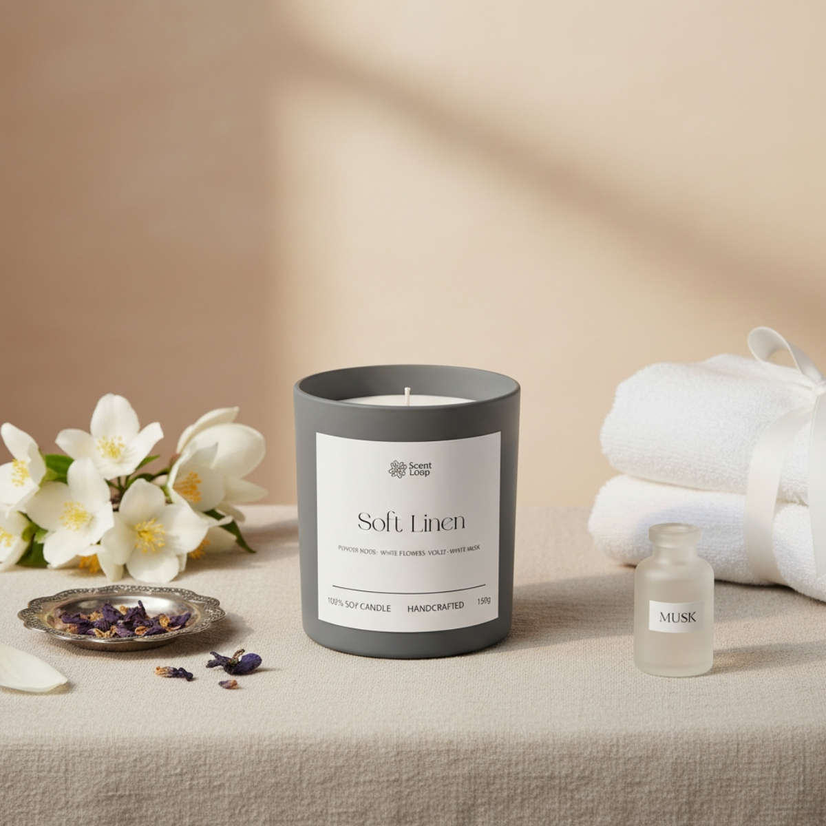 Świeca sojowa zapachowa Soft Linen Regular 150g