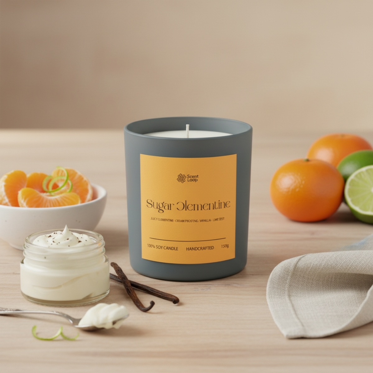 Świeca sojowa zapachowa Sugar Clementine Regular 150g
