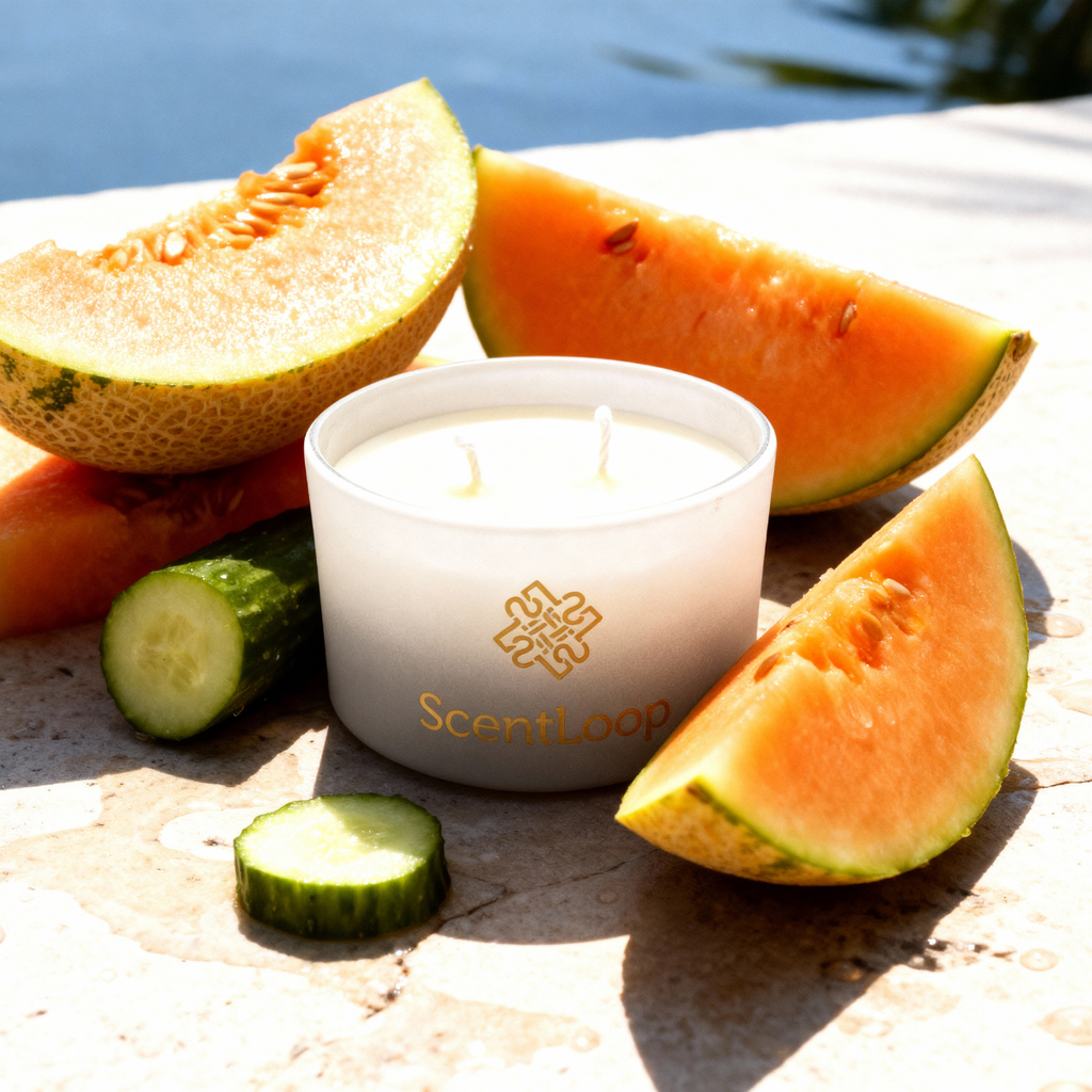 Fruchtige Sojawachsduftkerze mit dem Duft von Melone, Wassermelone und Gurke Summer Melon Intense 100g