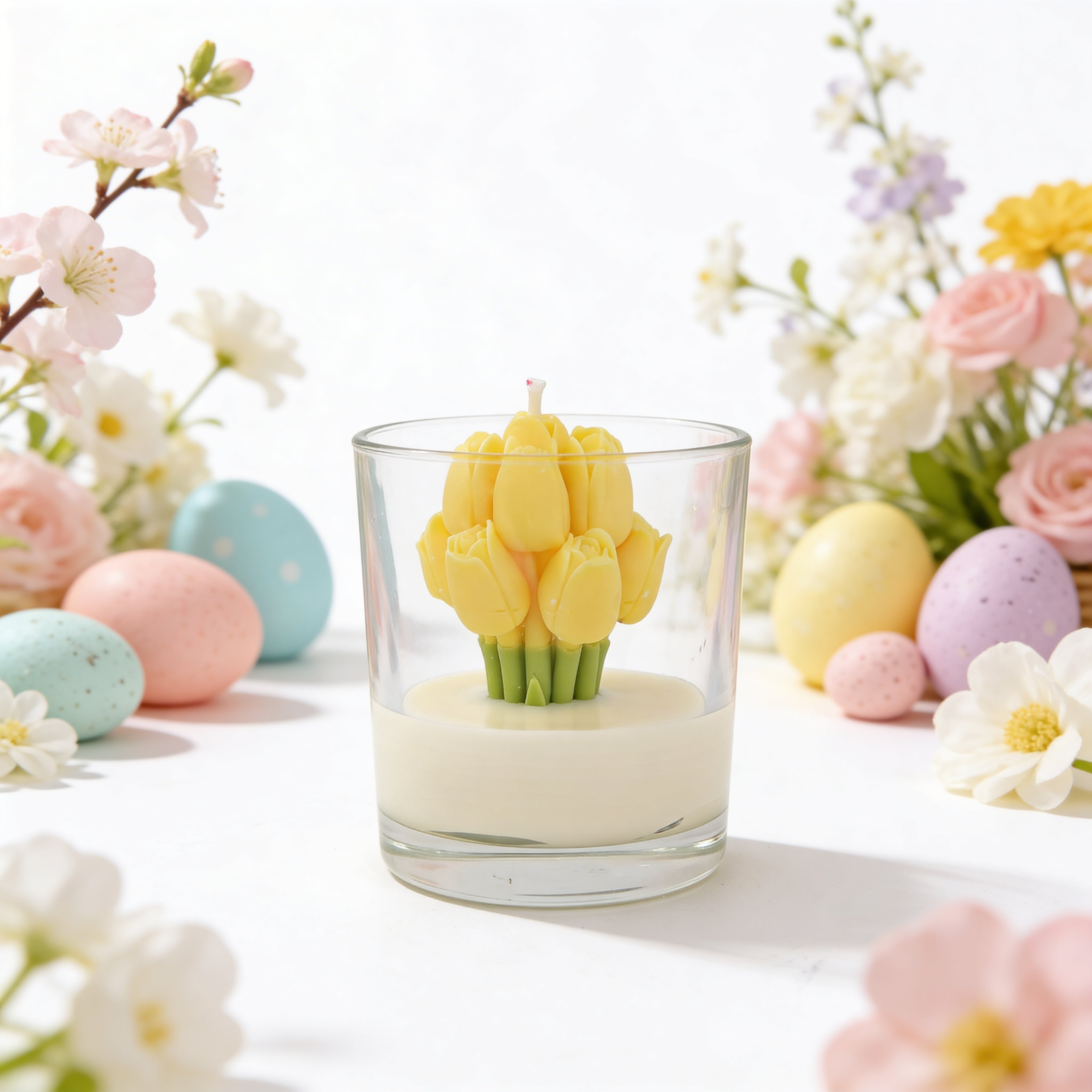 Świeca sojowa w szkle Bukiet Tulipanów zapachowa Citrus Harmony 190g