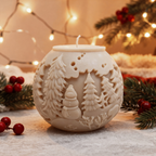 Vánoční sójová svíčka Baňka Sněhulák Christmas Home 140g béžová/karamelová