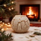 Vánoční sójová svíčka Baňka Sněhulák Christmas Home 140g béžová/karamelová