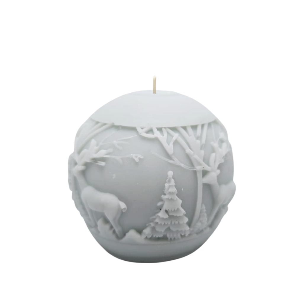 Vánoční sójová svíčka Baňka Dva jeleni 150g Christmas Home šedomodrá