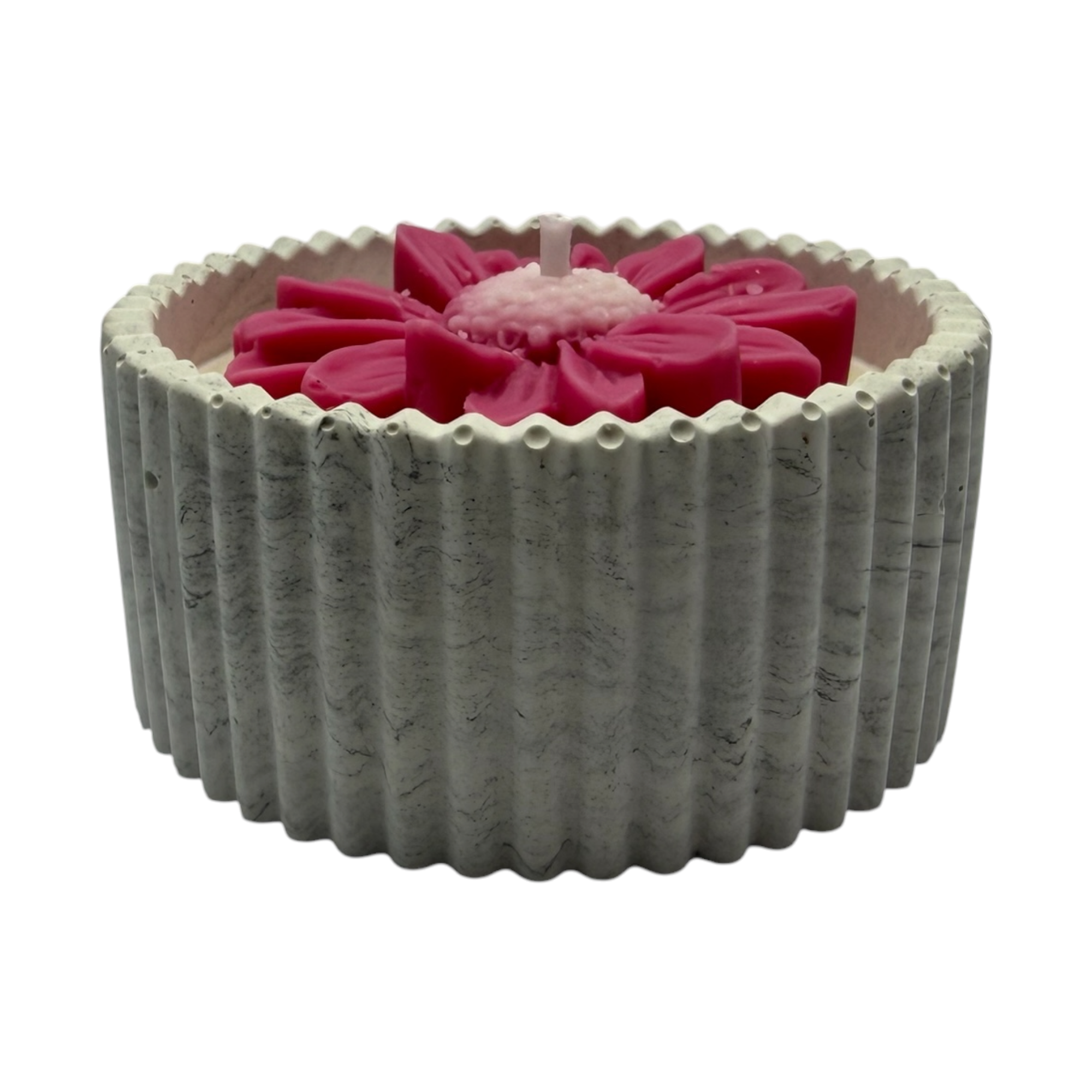 Sojová svíčka v sádře PINK FLOWER vůně Zanzibar 90g