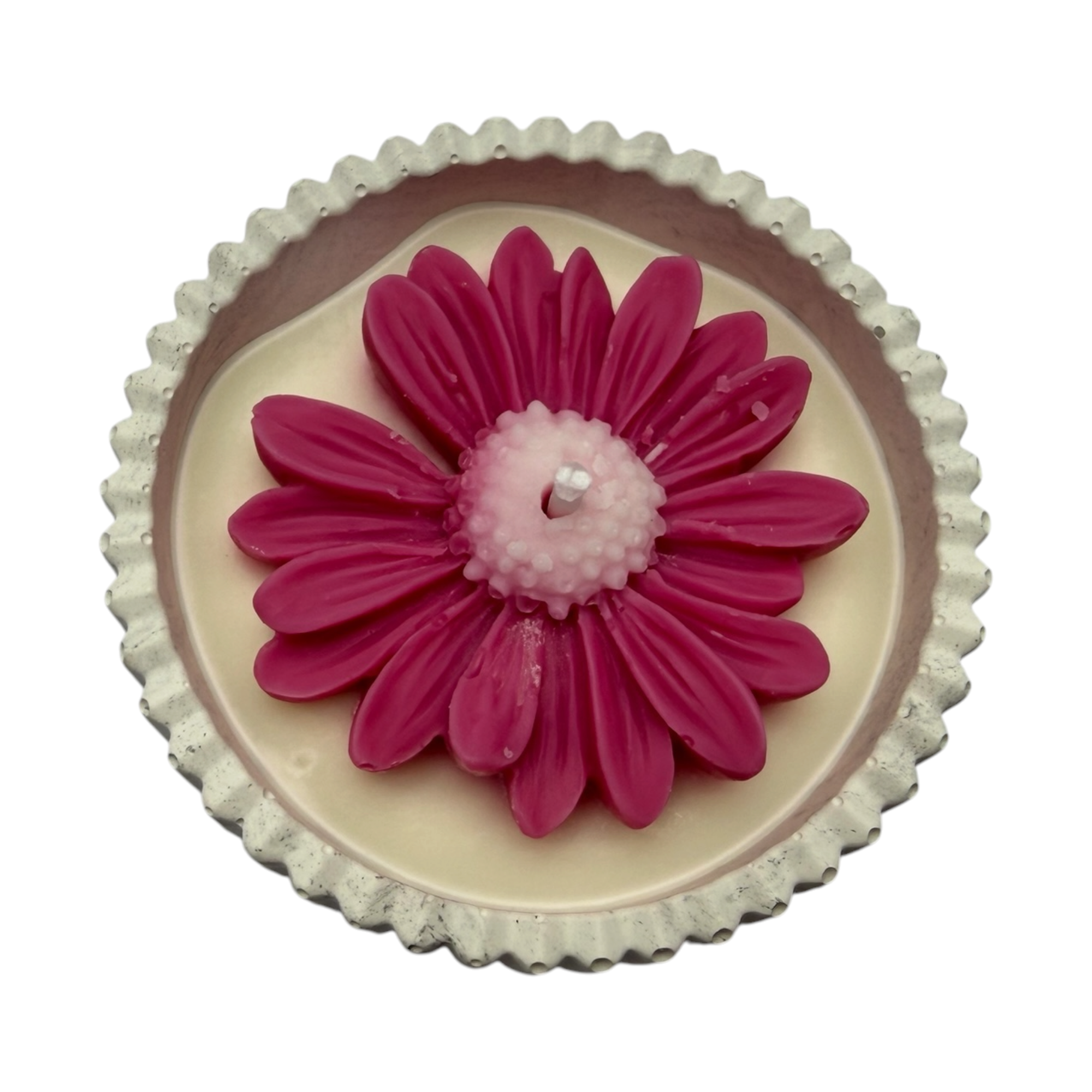 Sojová svíčka v sádře PINK FLOWER vůně Zanzibar 90g