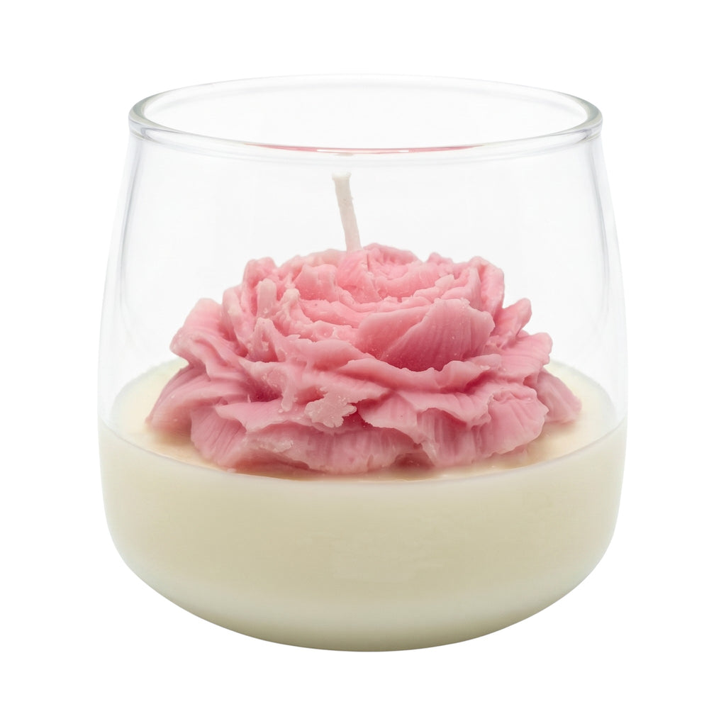 Vela de soja grande en vaso Flor de Clavel regalo aroma Citrus Harmony 210g rosa hasta 50h