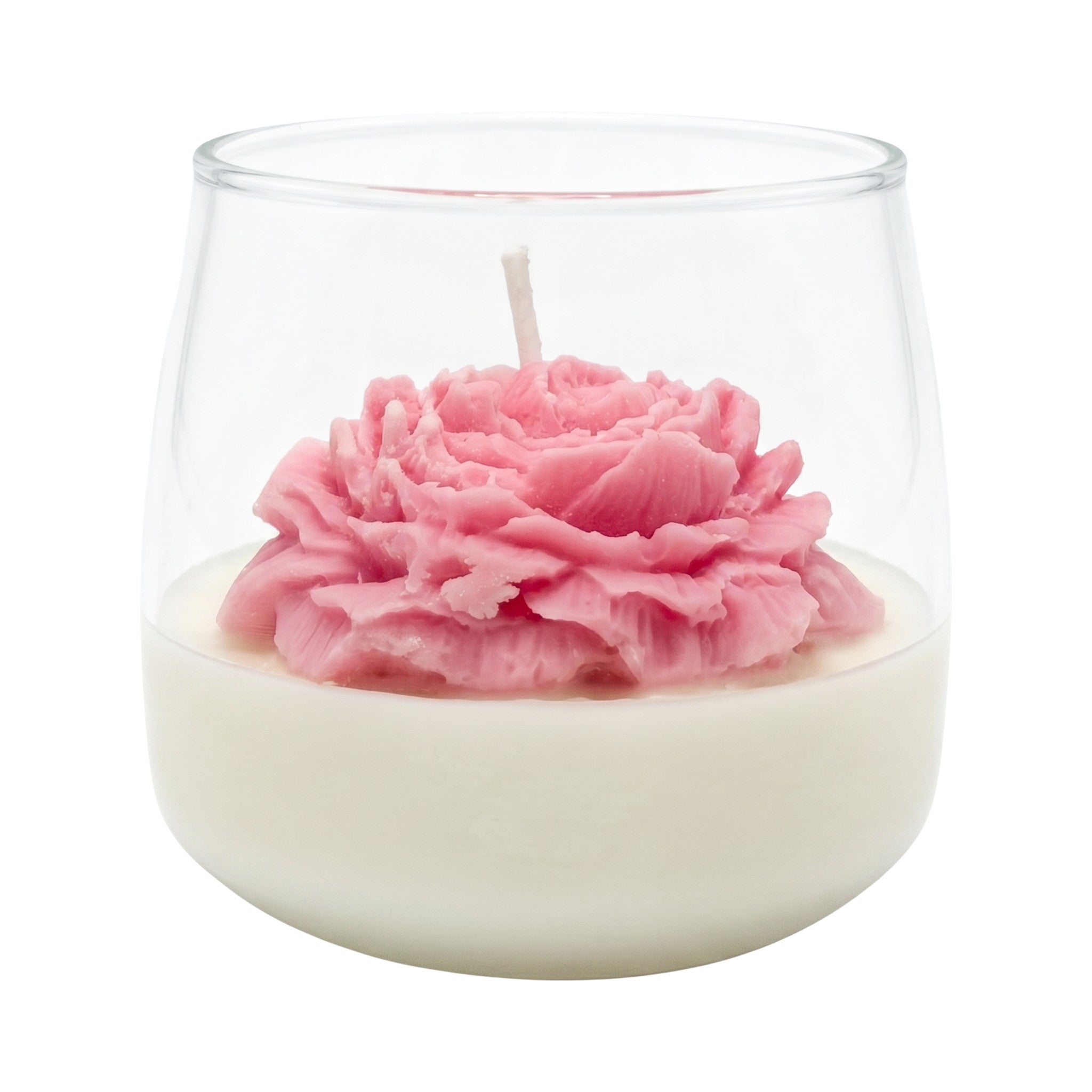 Vela de soja grande en vaso Flor de Clavel regalo aroma Citrus Harmony 210g rosa hasta 50h