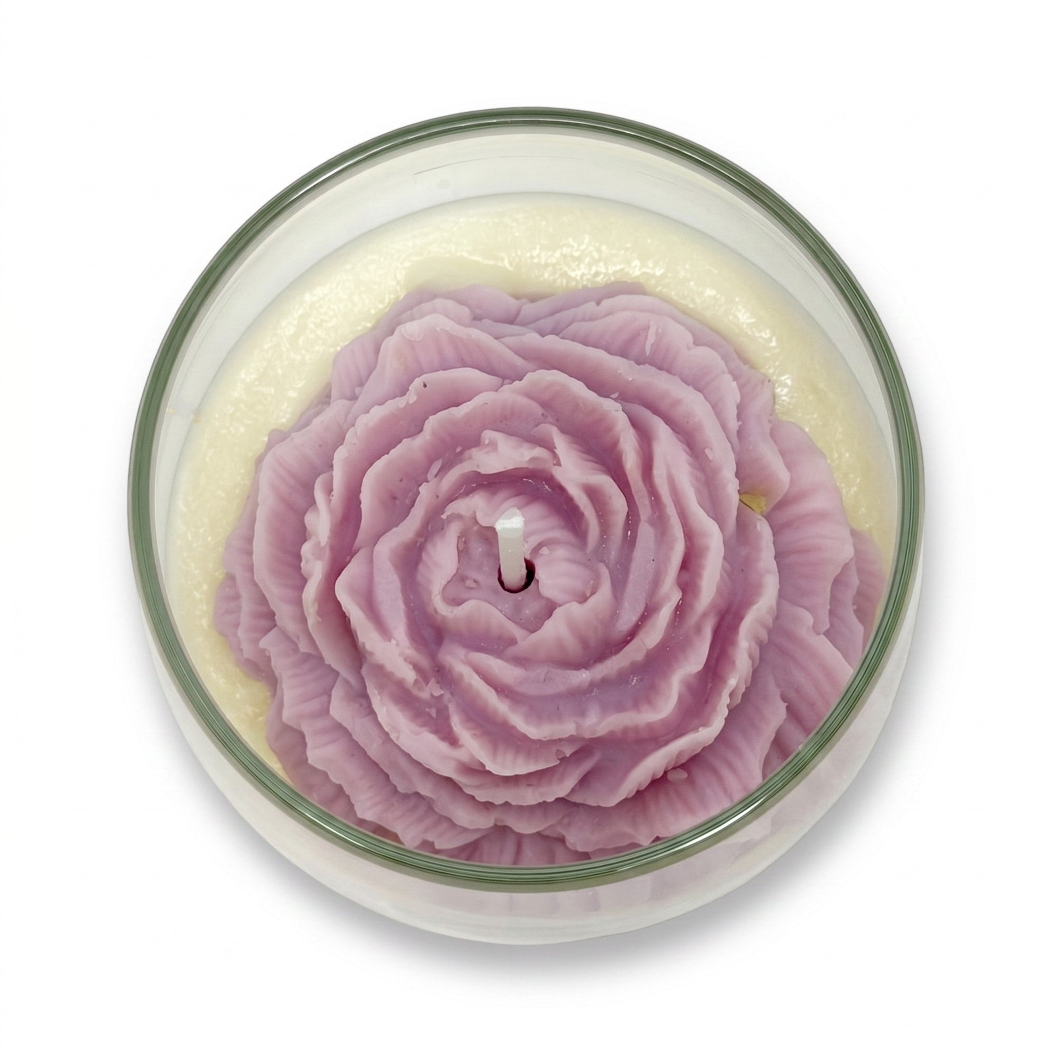 Vela de soja grande en vaso Flor de Clavel regalo aroma Citrus Harmony 210g morada hasta 50h