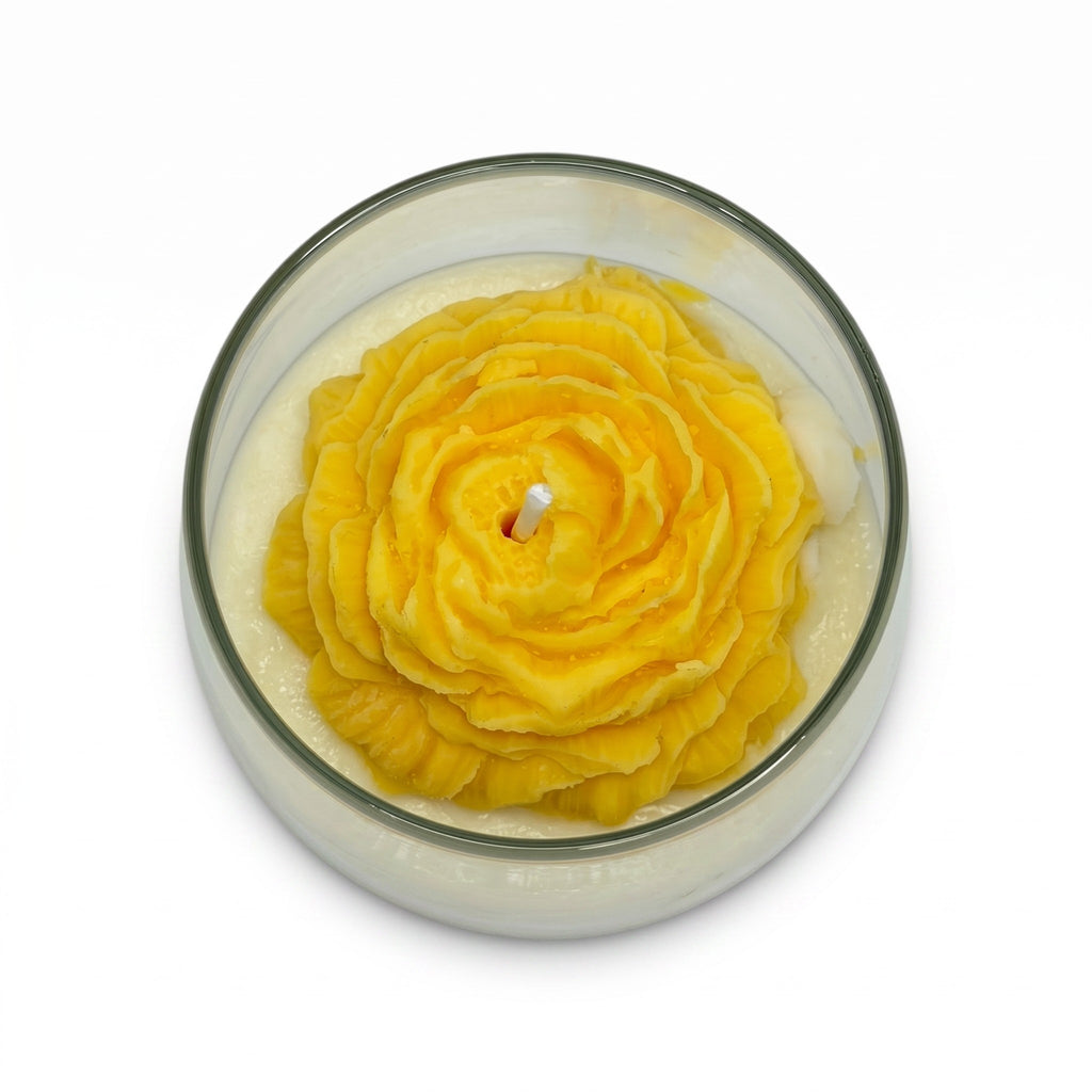 Large soy candle in glass Clove Flower gift scent Citrus Harmony 210g yellow up to 50h