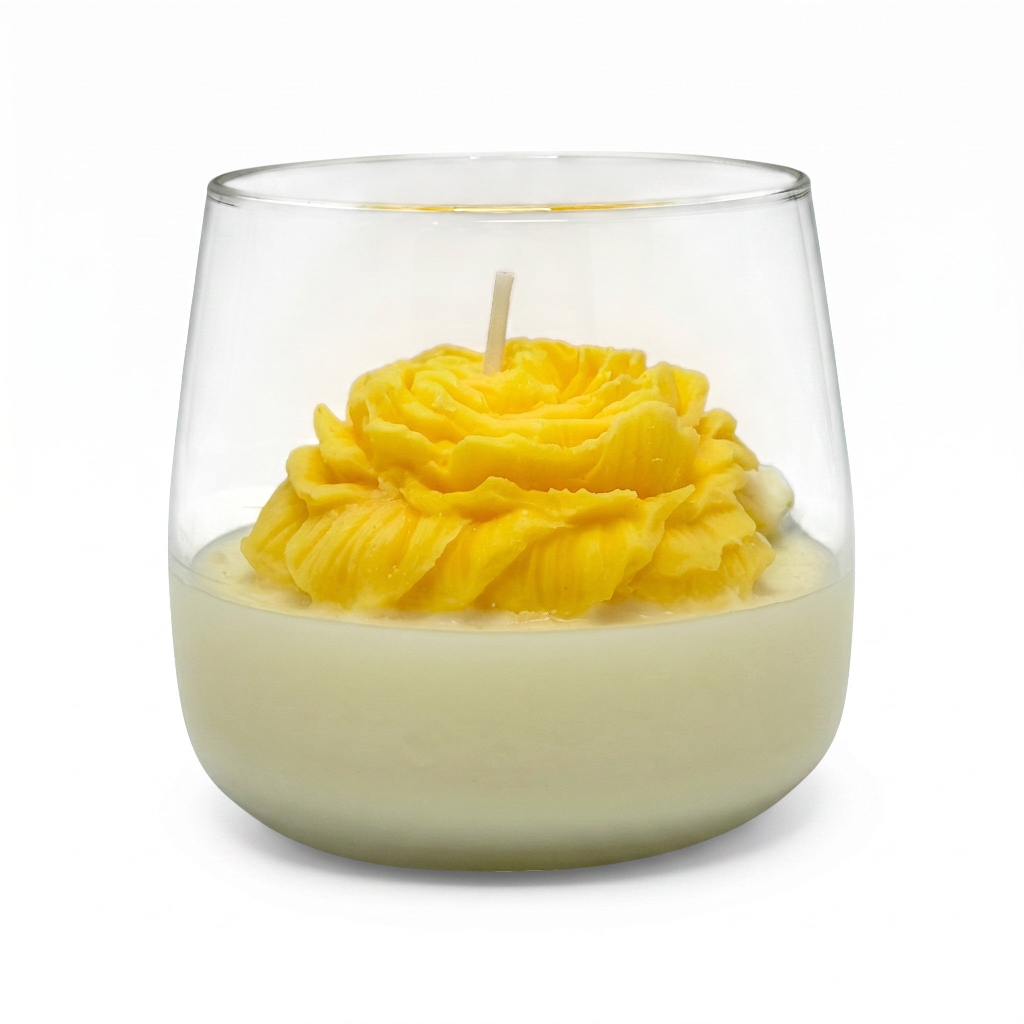 Large soy candle in glass Clove Flower gift scent Citrus Harmony 210g yellow up to 50h