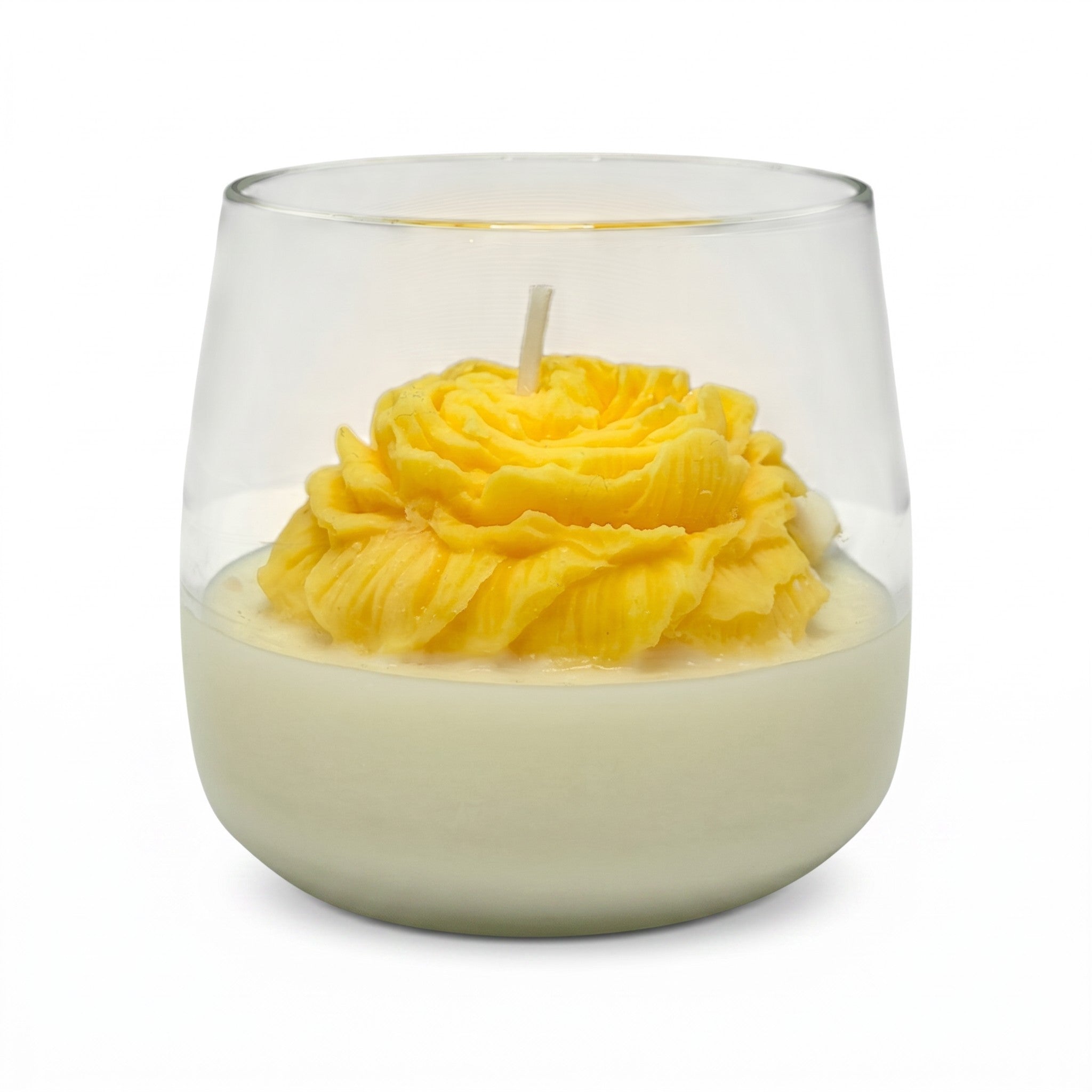Large soy candle in glass Clove Flower gift scent Citrus Harmony 210g yellow up to 50h
