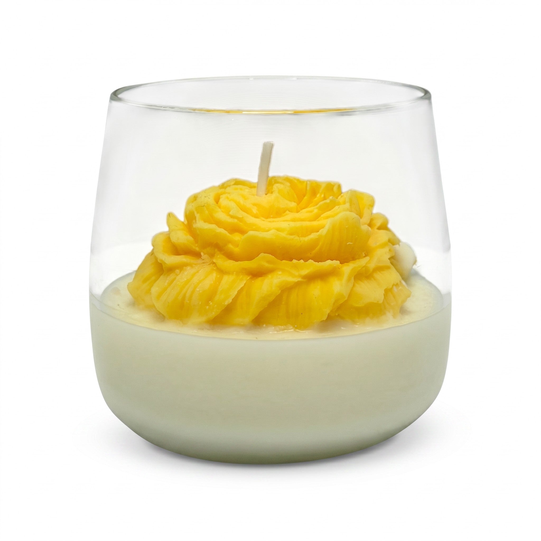Large soy candle in glass Clove Flower gift scent Citrus Harmony 210g yellow up to 50h
