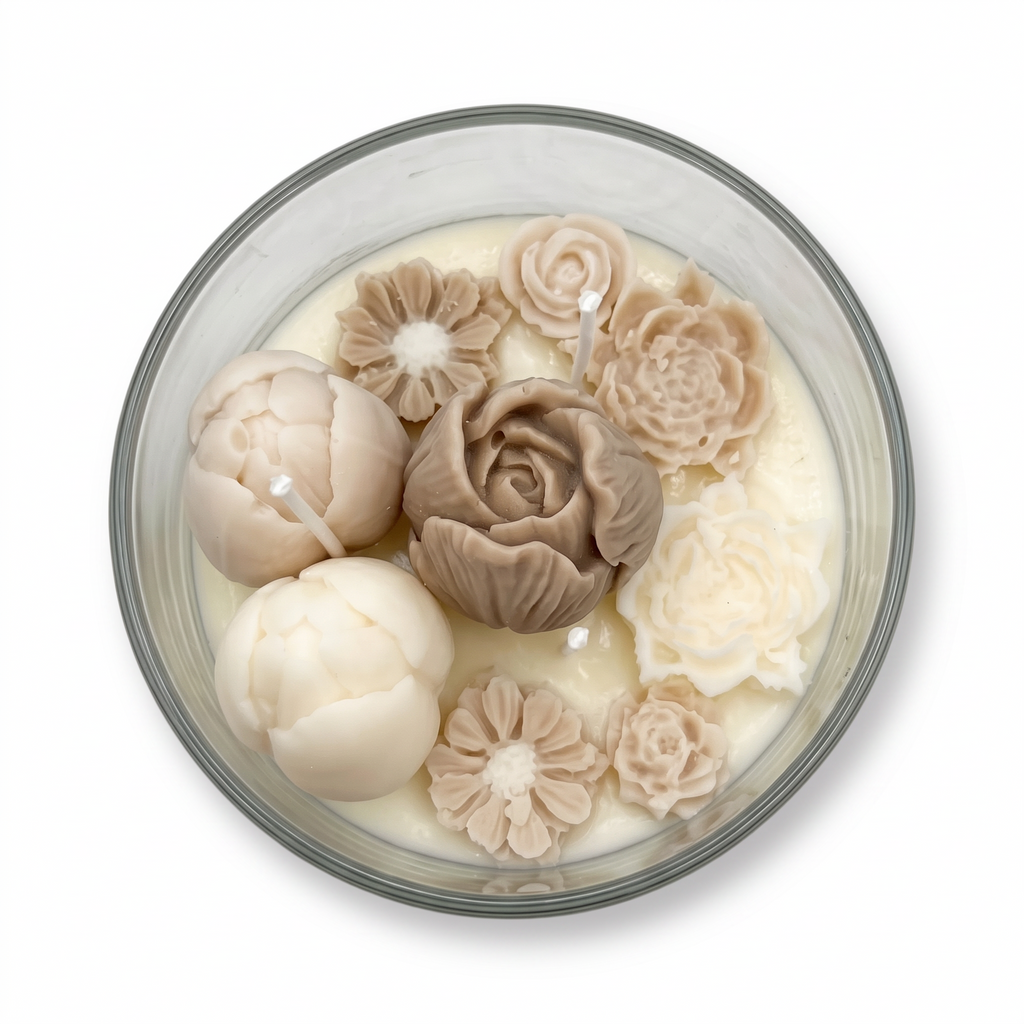 Candela di soia in vetro autunnale Bouquet di Cashmere come regalo, fragranza Midnight Opium