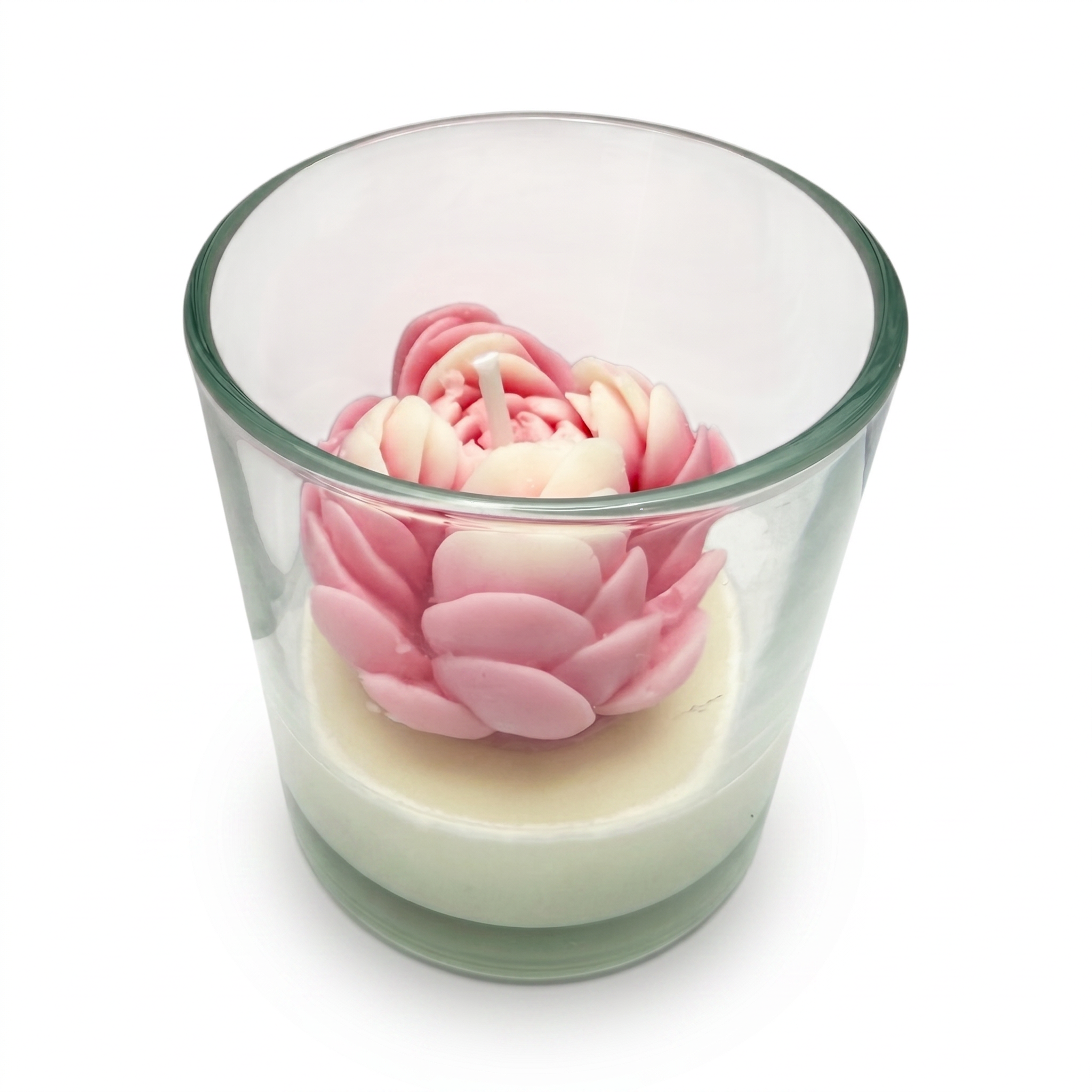 Scented Soy Candle WATER LILY in Glass Pink Scent Paris 120g up to 30h