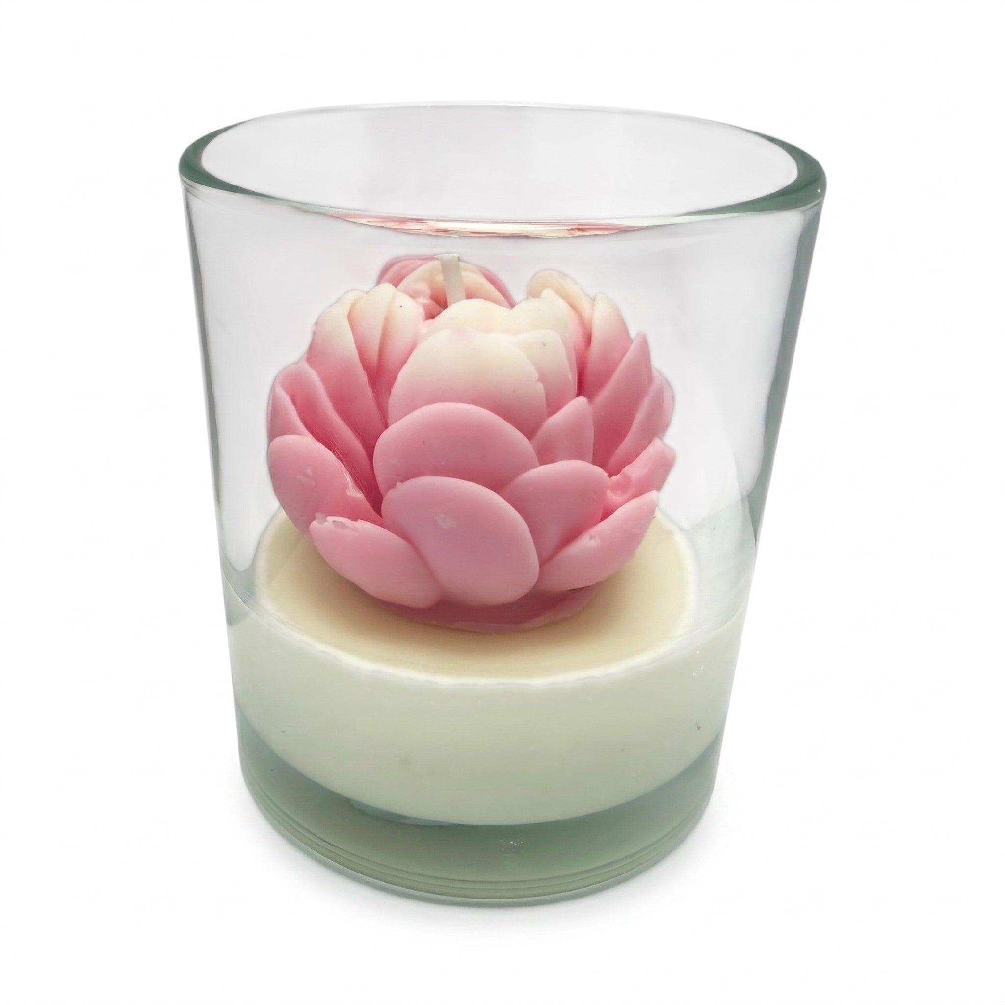Scented Soy Candle WATER LILY in Glass Pink Scent Paris 120g up to 30h