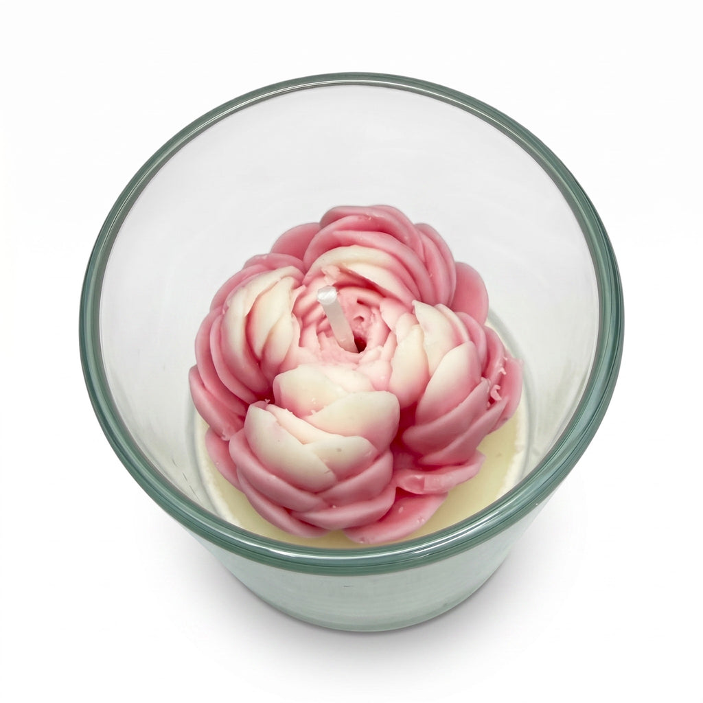 Scented Soy Candle WATER LILY in Glass Pink Scent Paris 120g up to 30h