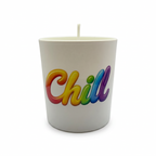 Scented soy candle for a gift, inscription “Chill,” Citrus Harmony fragrance, 150g