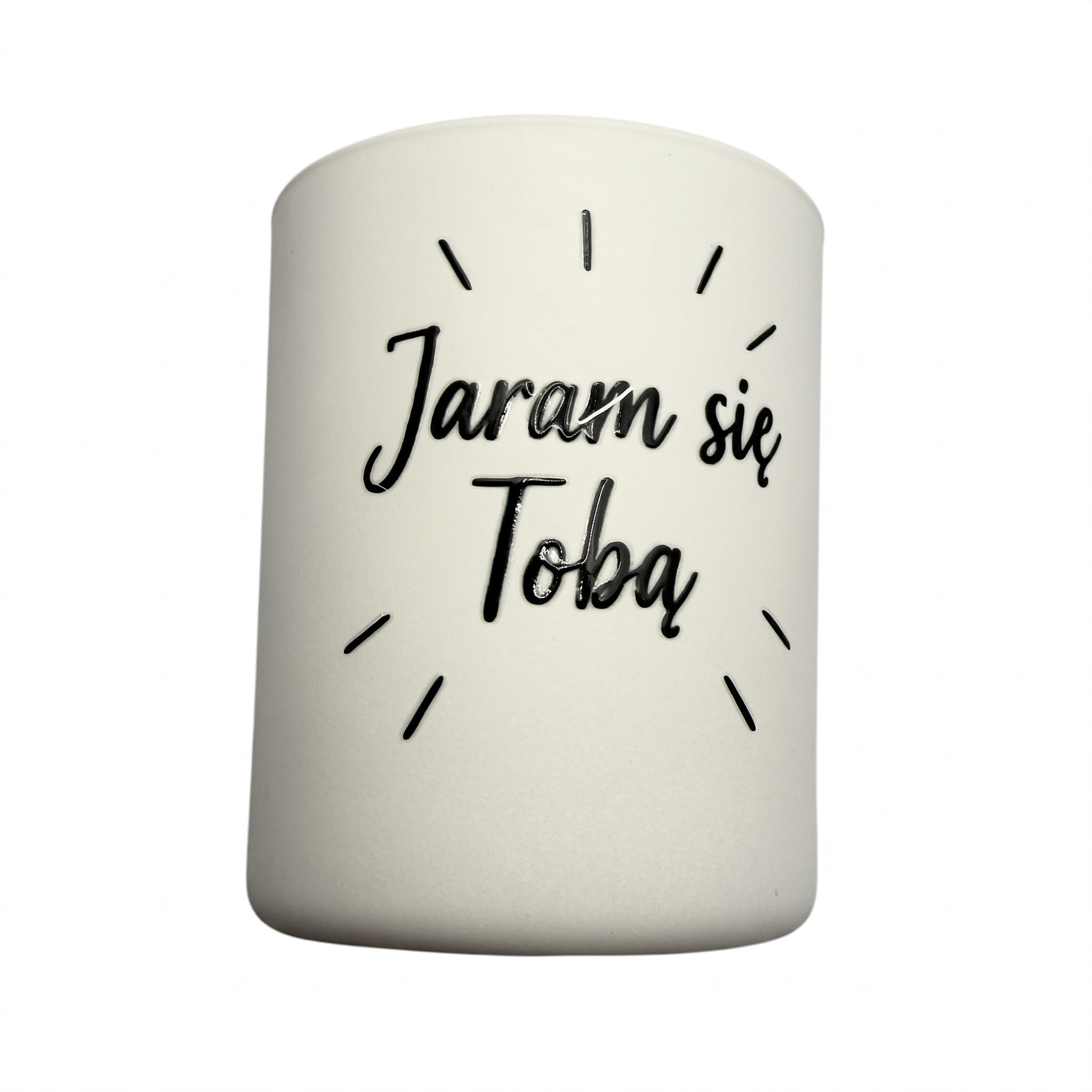 Doftljus av soja som present, svart text ”Jag tänder på dig”, doft av Paris, 150 g