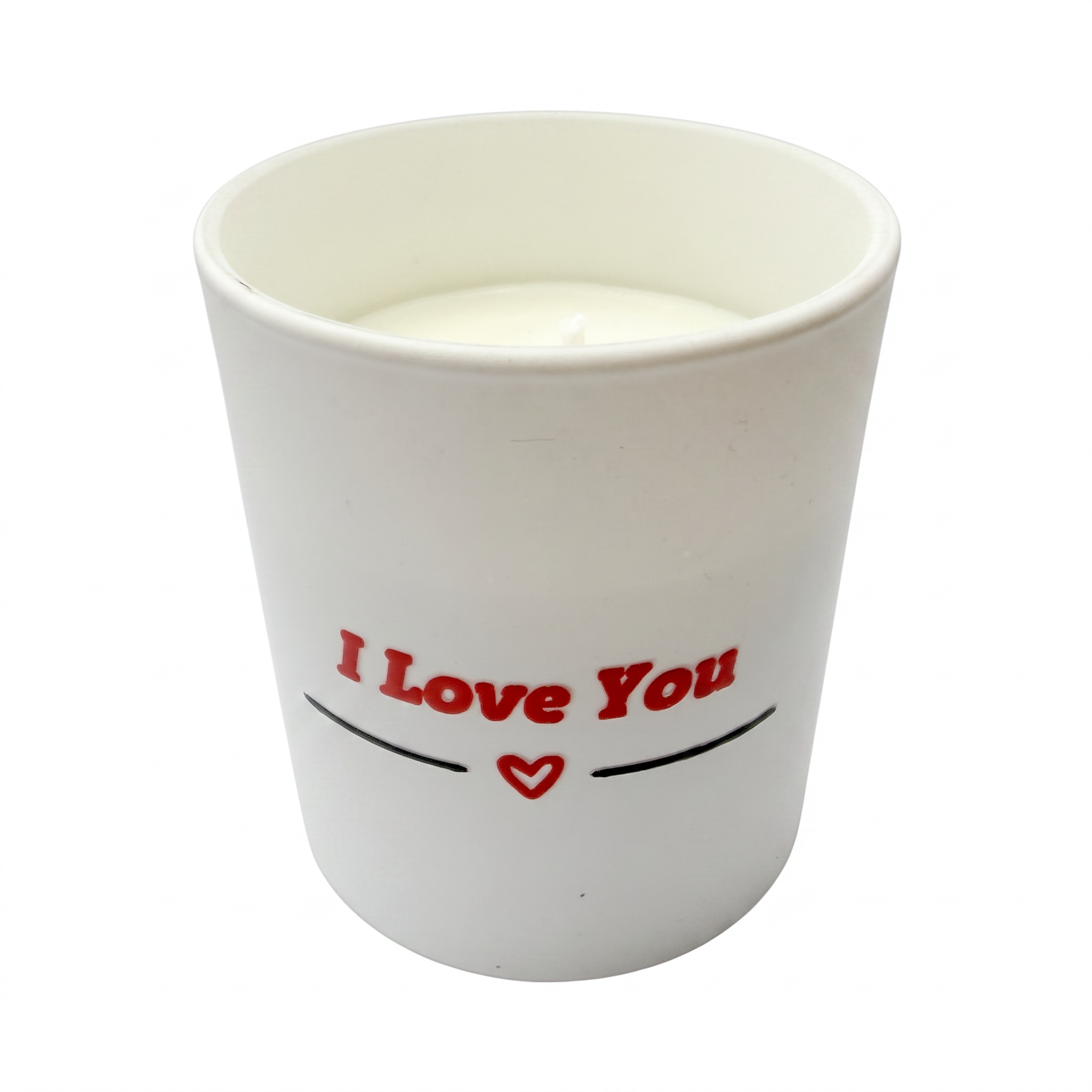 Ароматна соева свещ за подарък с червен надпис „I Love You“, аромат „Paris“, 150g