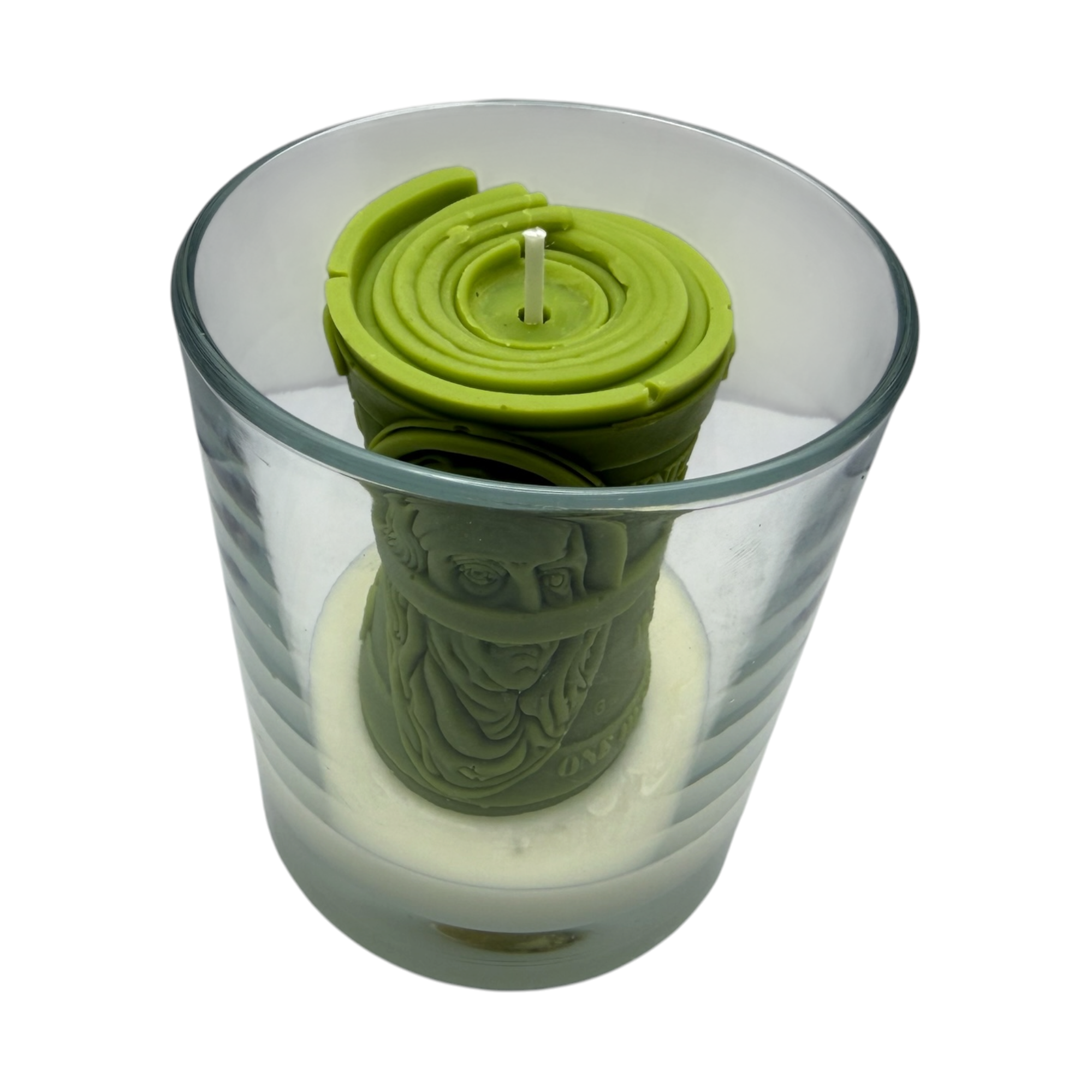 Decorative Soy Candle in Glass DOLLAR Banknote Stack Scent Blue Haze 180g Birthday Gift Decoration