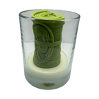 Dekorative Sojawachskerze im Glas DOLAR Geldschein-Motiv, Duft Blue Haze, 180g – Geburtstagsgeschenk und Dekoration