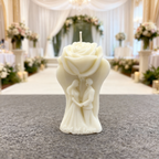 Decorative soy candle Bride and Groom with rose - height 9.6 cm, scent White Ritual