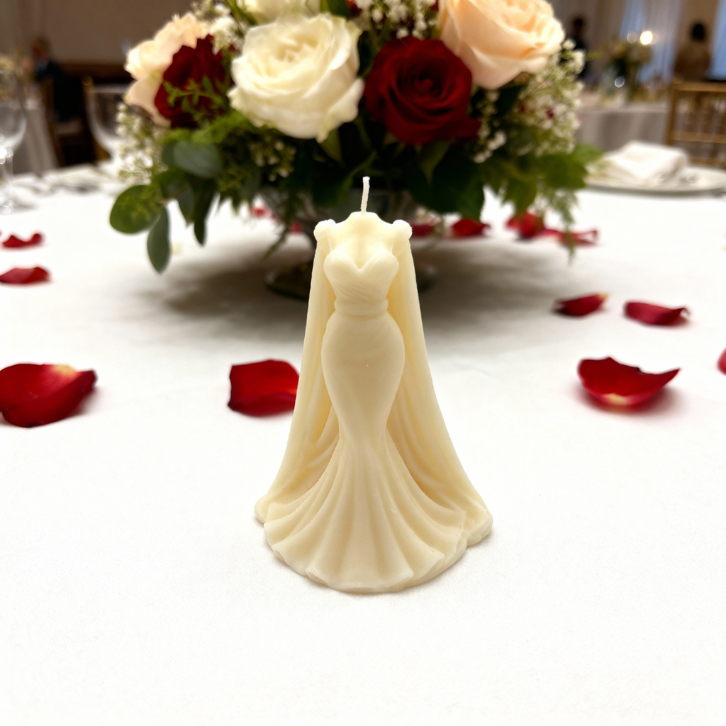 Lumânare decorativă de soia Rochie de mireasă mix 65g