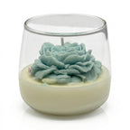 Vela de soja grande en vaso Flor de Clavel regalo aroma Citrus Harmony 210g azul hasta 50h