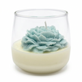 Vela de soja grande en vaso Flor de Clavel regalo aroma Citrus Harmony 210g azul hasta 50h