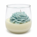 Vela de soja grande en vaso Flor de Clavel regalo aroma Citrus Harmony 210g azul hasta 50h