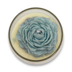 Vela de soja grande en vaso Flor de Clavel regalo aroma Citrus Harmony 210g azul hasta 50h