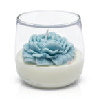 Vela de soja grande en vaso Flor de Clavel regalo aroma Citrus Harmony 210g azul hasta 50h