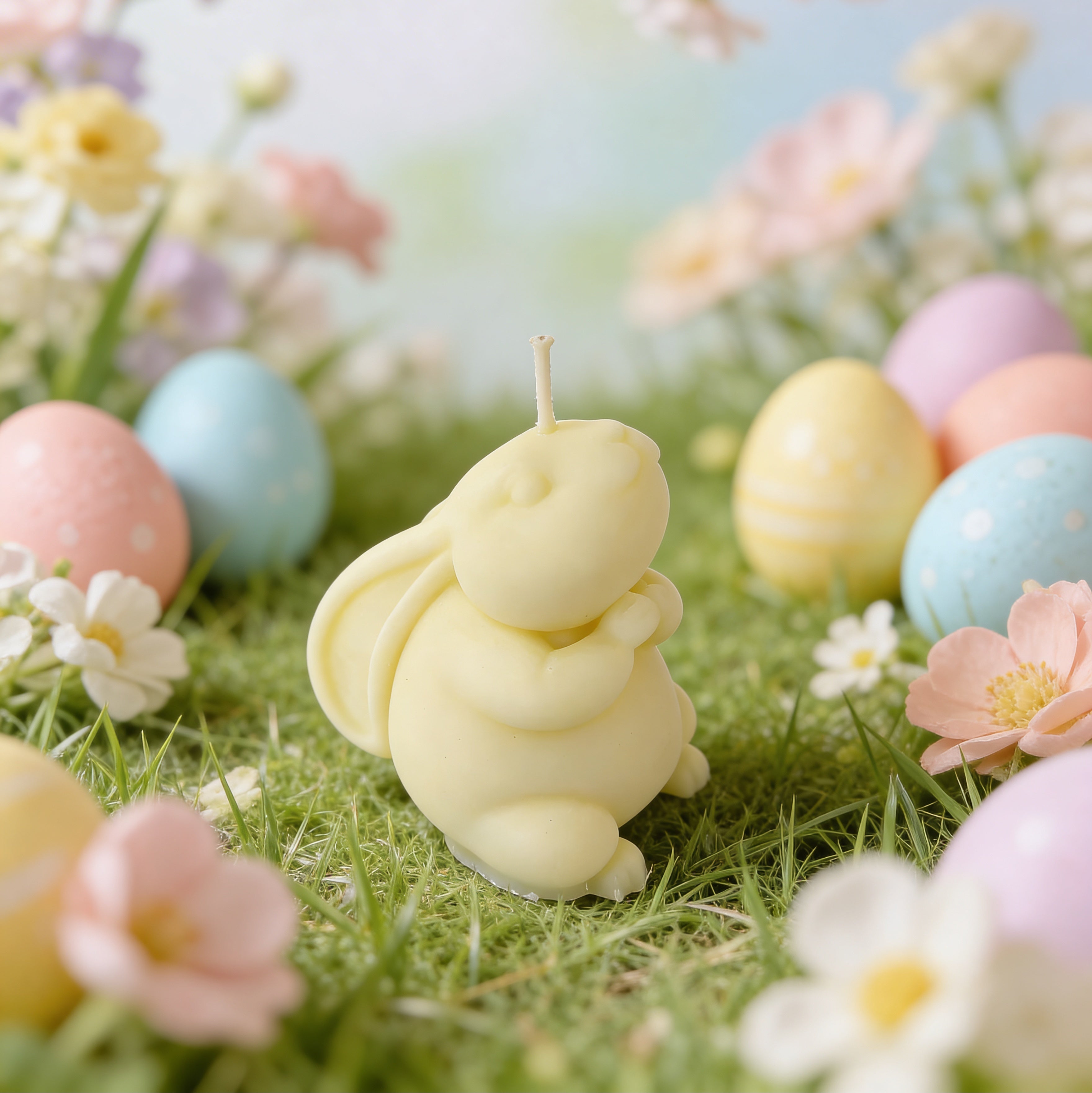 Świeca sojowa dekoracyjna wielkanocna Królik / Zając z długimi uszami Citrus Harmony 115g