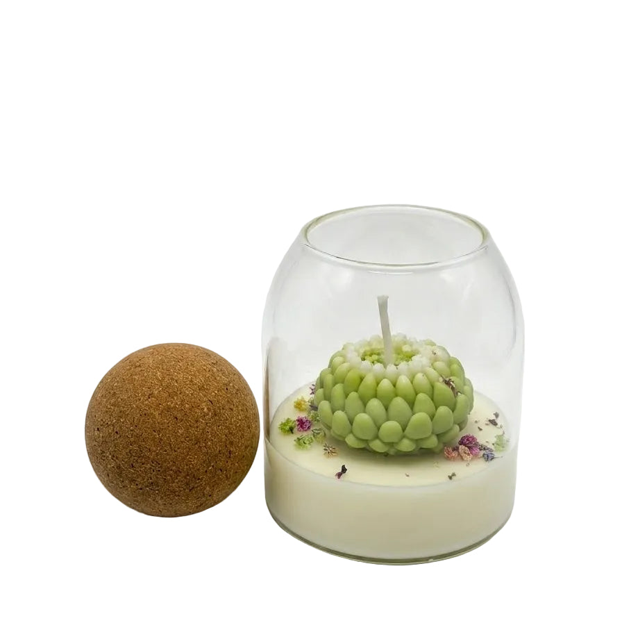 Duftlys i soyavoks i glass gave til mamma Krysantemum Gul med gypsophila Citrus Harmony 200g