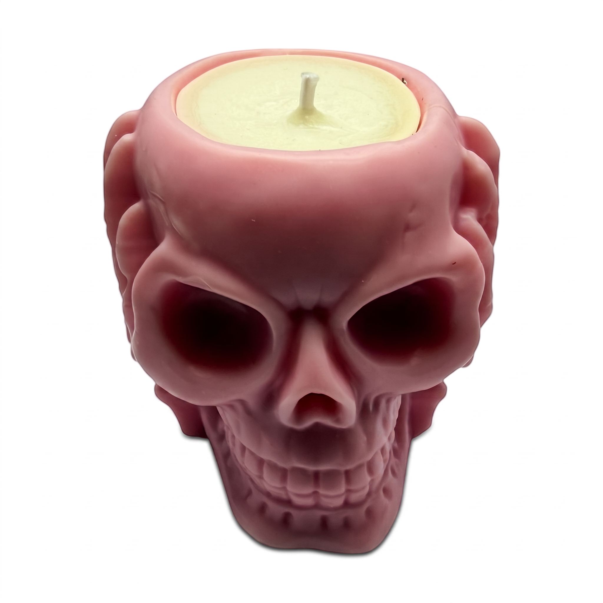 Σόγια κερί Halloween με 3 ροζ κρανία «Δεν βλέπω, δεν ακούω, δεν μιλάω», με άρωμα Pumpkin Spice