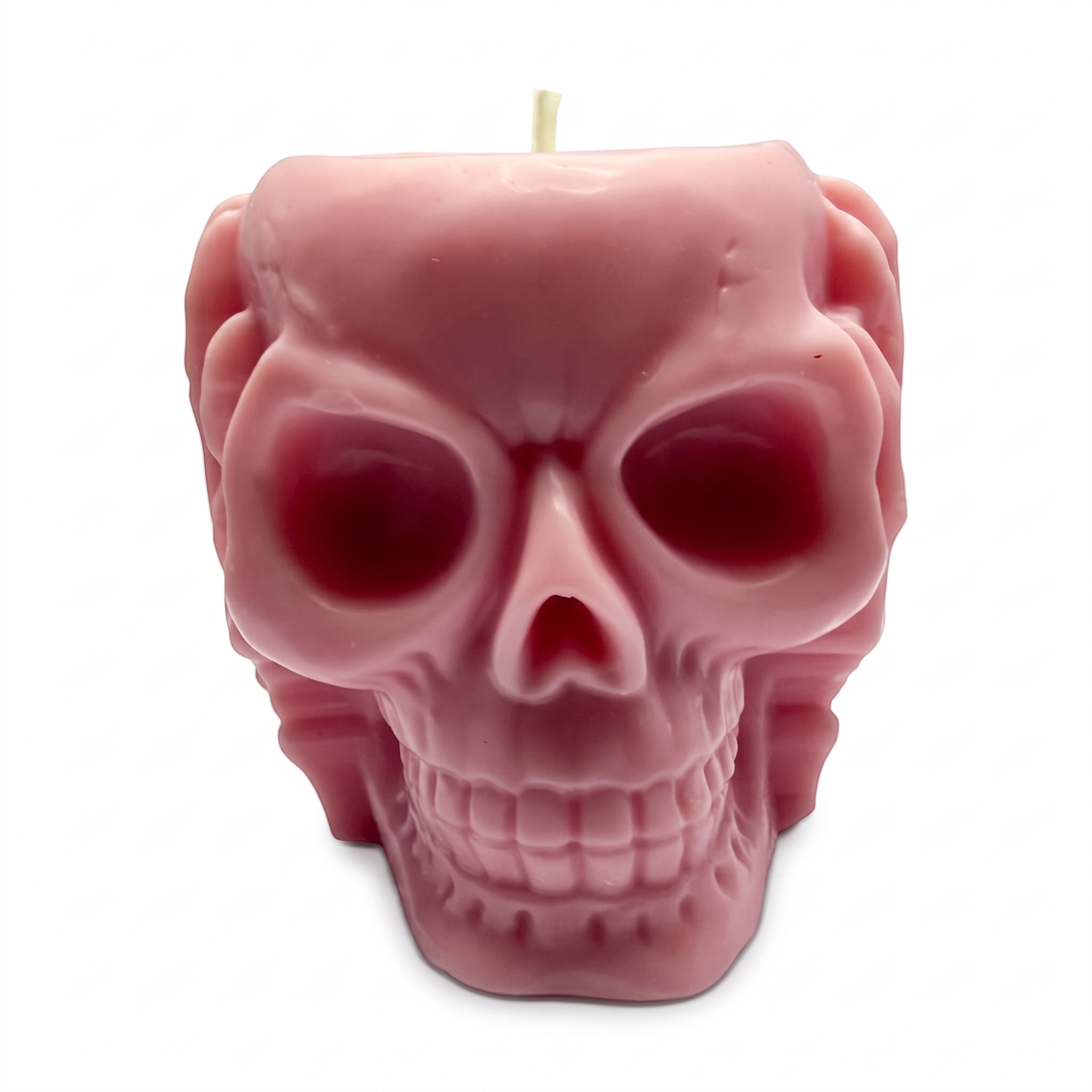 Σόγια κερί Halloween με 3 ροζ κρανία «Δεν βλέπω, δεν ακούω, δεν μιλάω», με άρωμα Pumpkin Spice