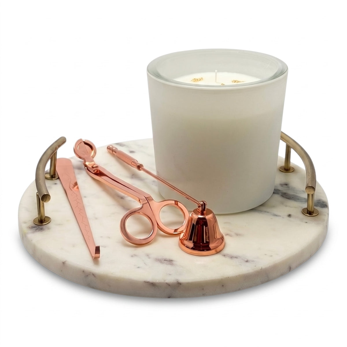 GIFT SET Soy Candle Patchouli Imperial + Rose Gold Accessories